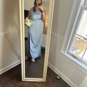Show Me Your MuMu Blue Asymmetrical Cowl Neck Gown